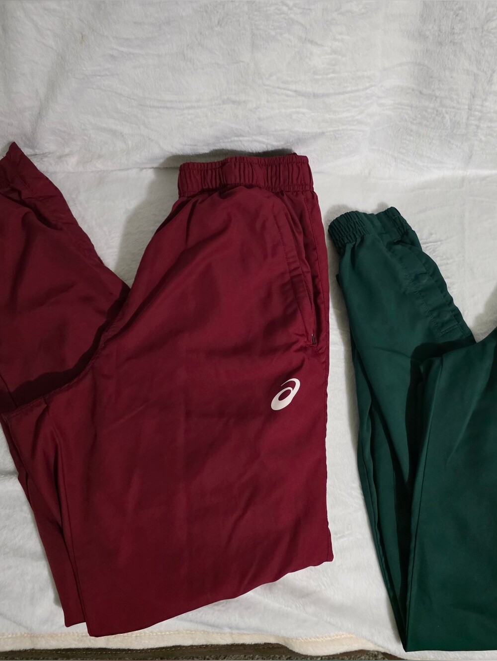Maroon and Forest Green Athletic Track Pants - Asics